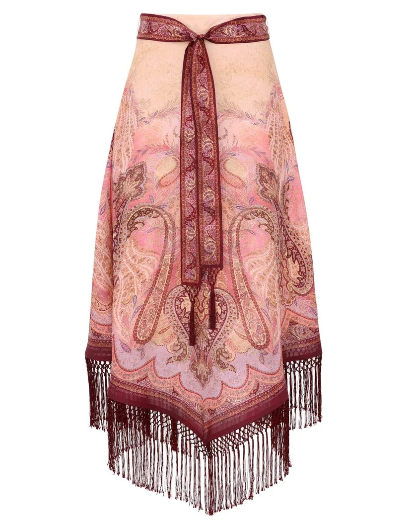 Sundance Scarf Bodice & Fringe Midi Skirt Set