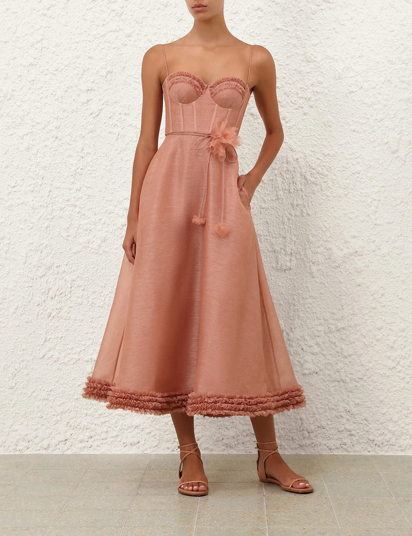 Luna Ruffle Midi Dress