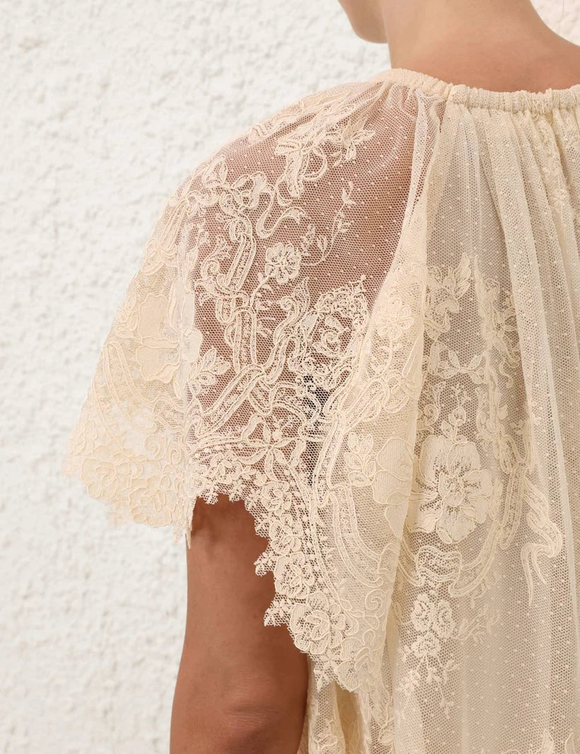 Luna Lace Flutter Blouse & Maxi Skirt Set