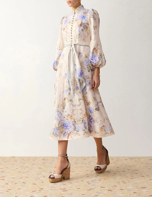 Clash Button Midi Dress