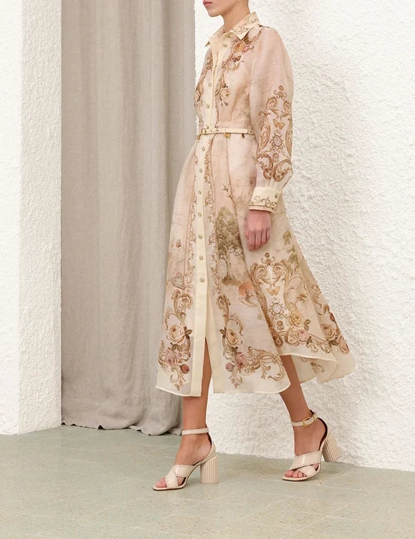 Memento Buttoned Midi Dress
