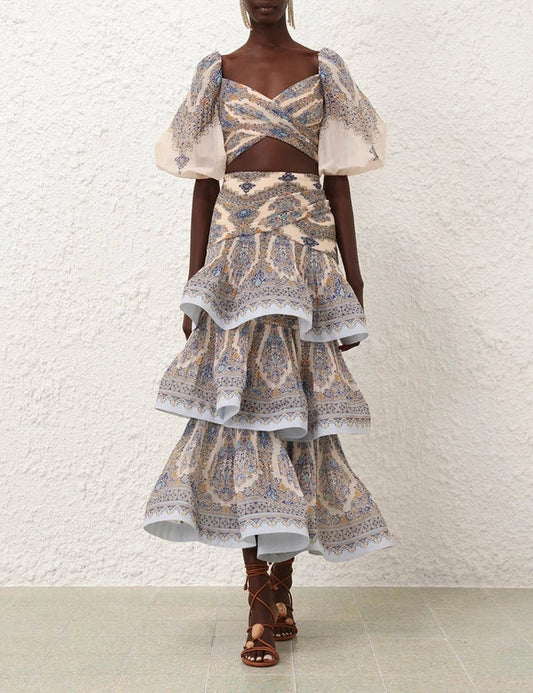 Pleated Bodice & Tiered Pleated Skirt Set