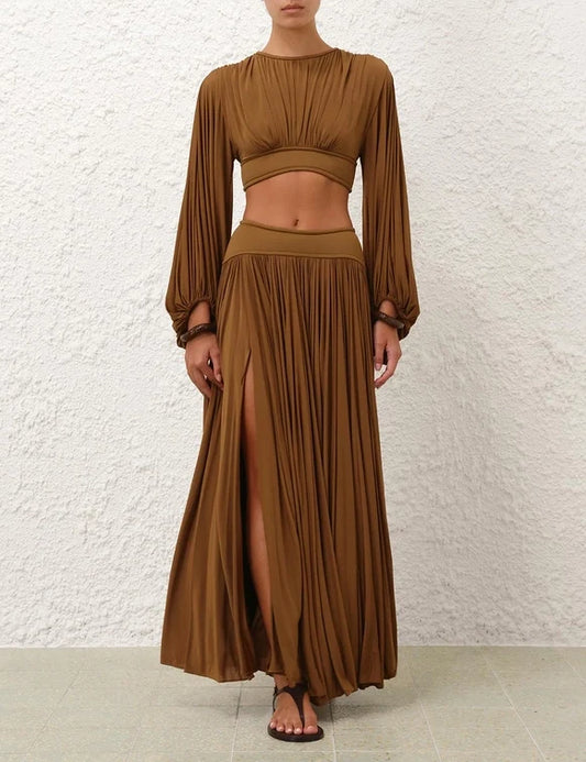 Illuminate Batwing Bodice & Gathered Maxi Skirt Set