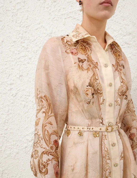 Memento Buttoned Midi Dress