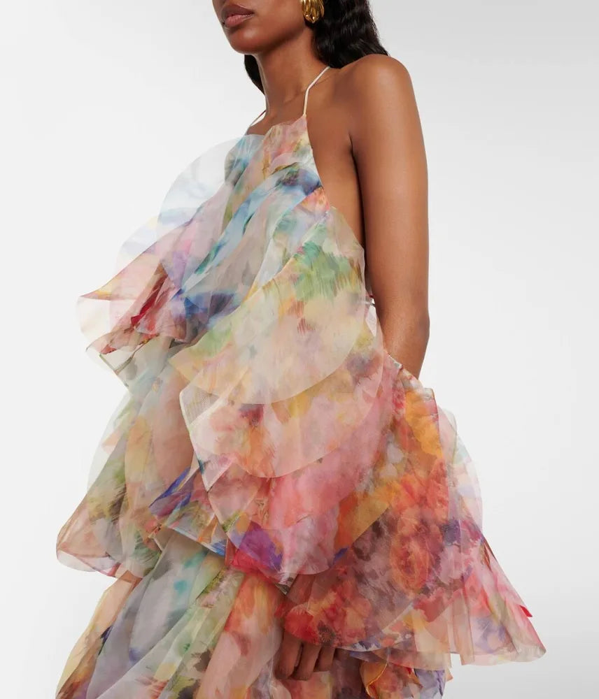 Luna Floral Ruffled Midi Dress
