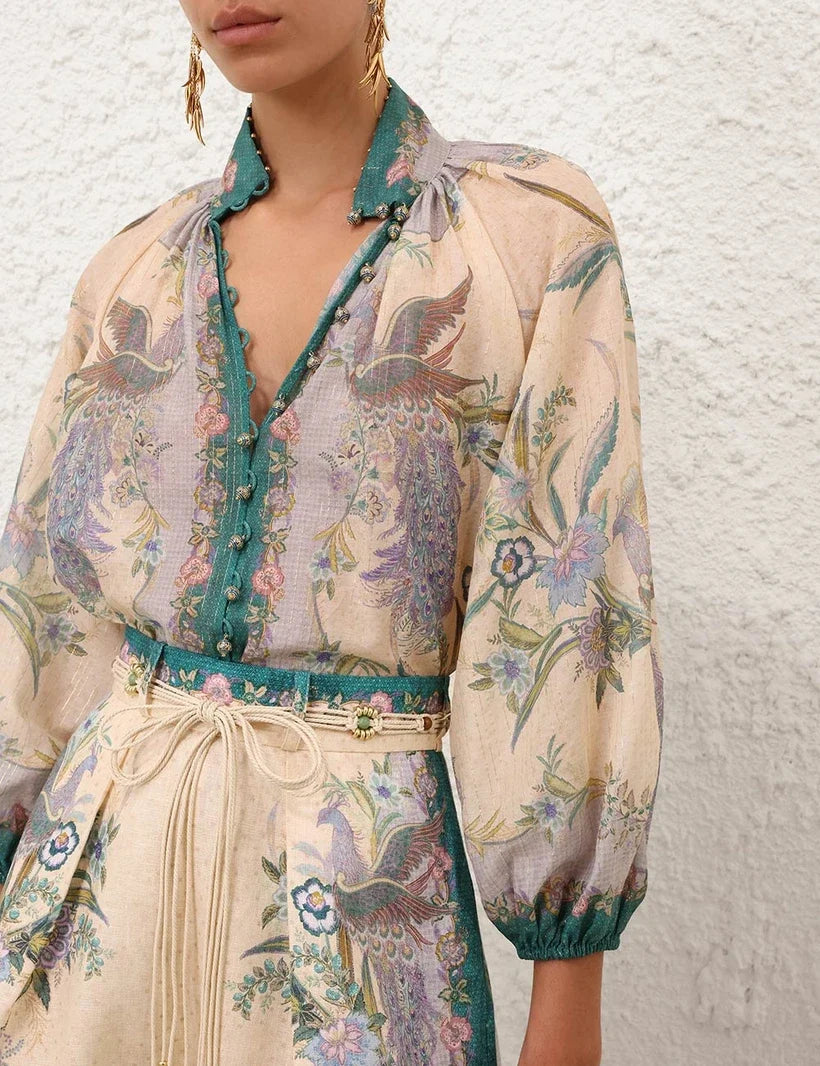 Indra Billow Blouse & Tuck Short Set