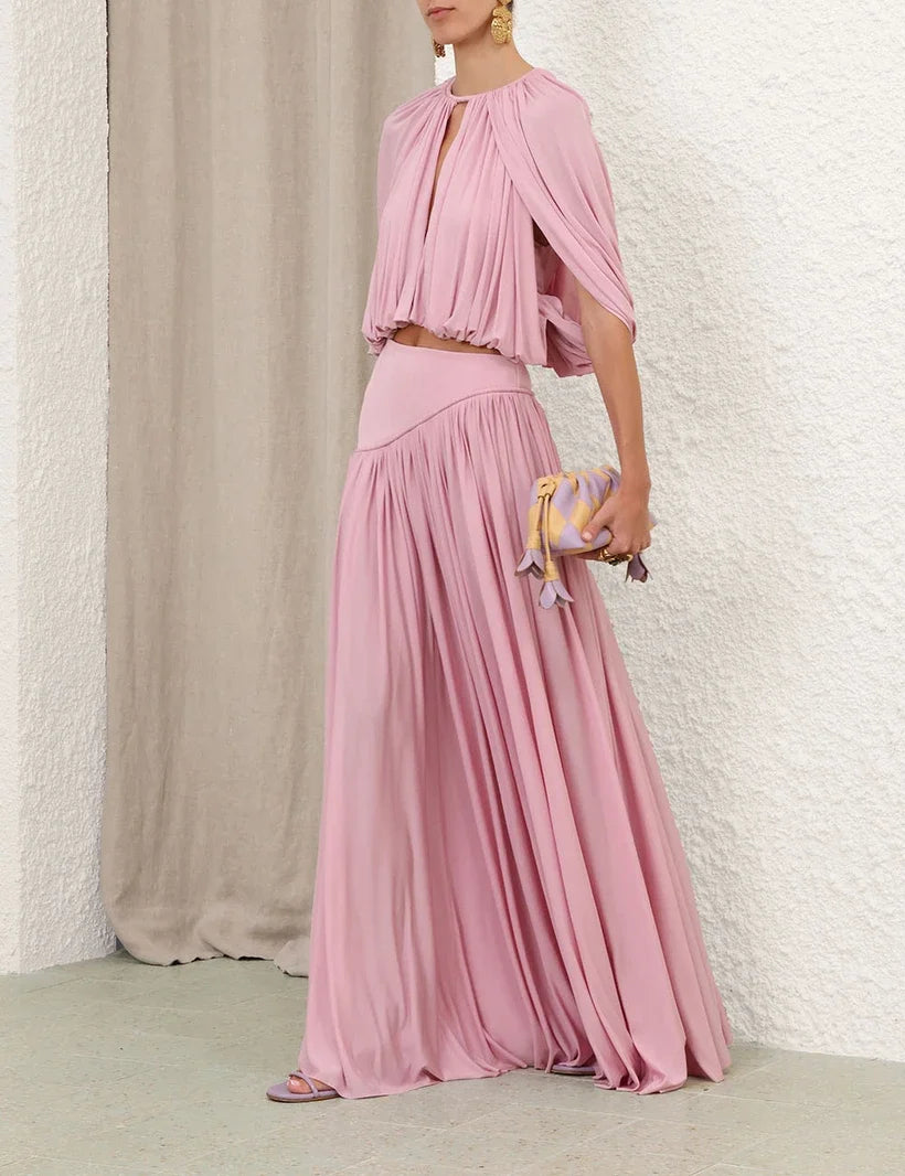 Alchemy Caped Blouse & Asymmetric Skirt Set