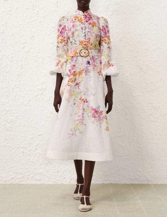 Natura Buttoned Midi Dress