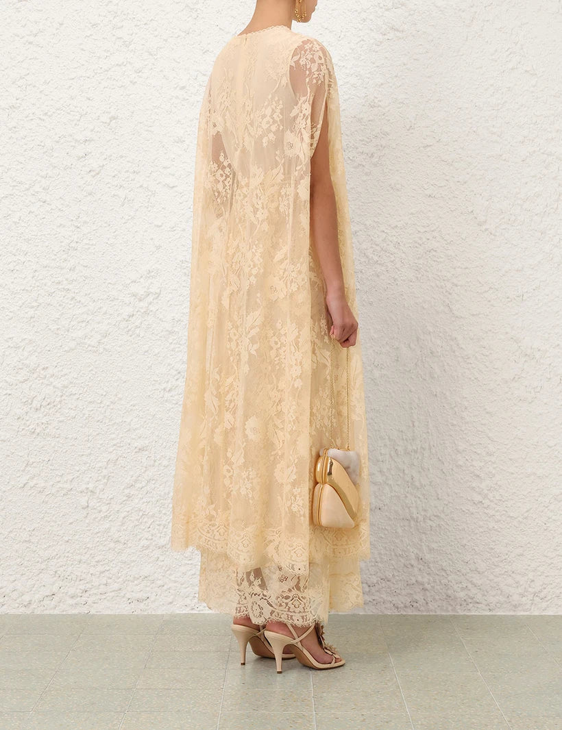 Valiant Lace Caped Maxi Dress