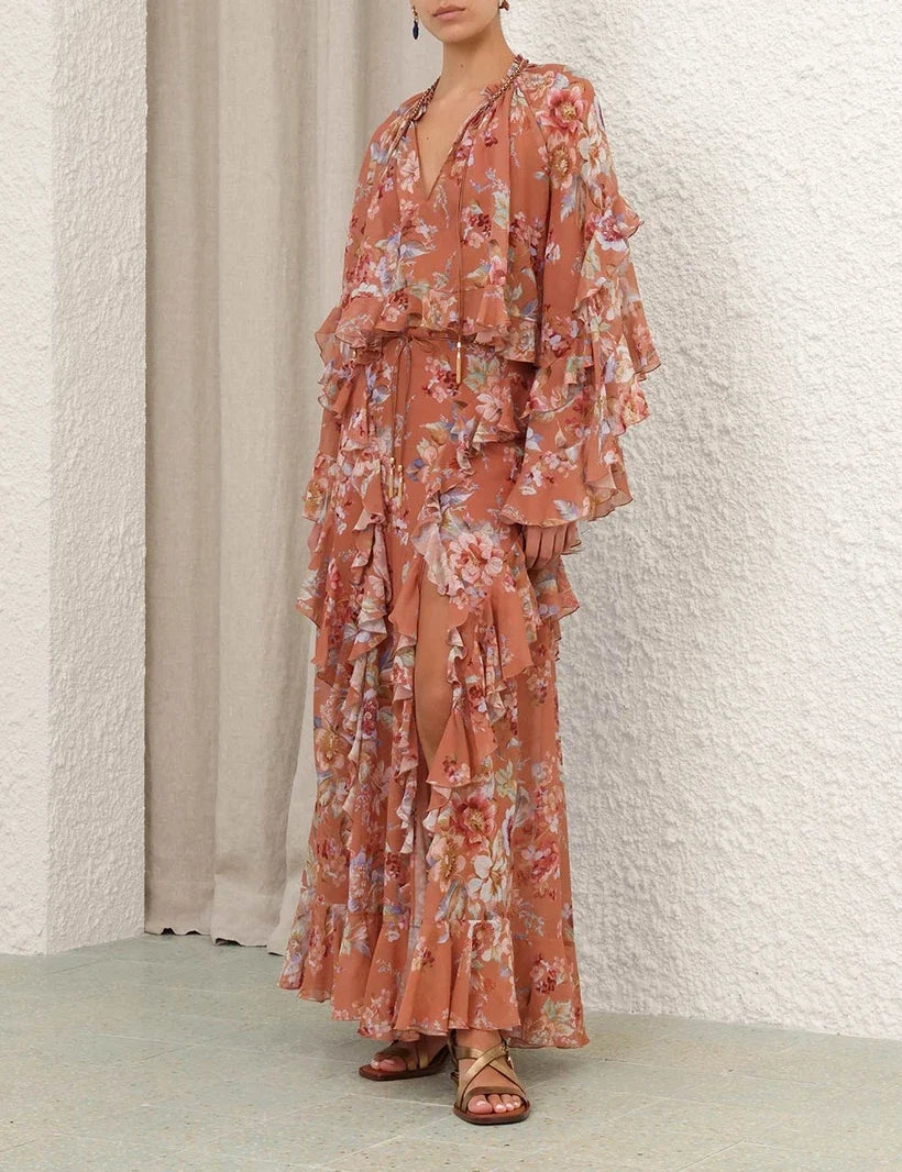 Awaken Ruffle Blouse & Skirt Set