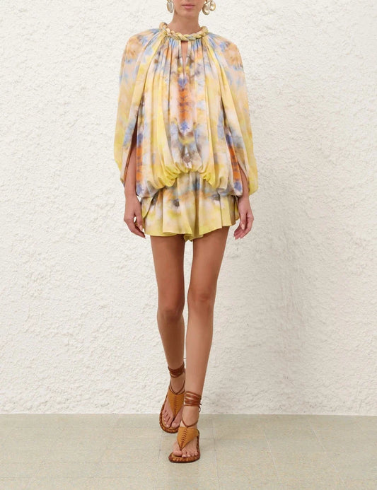 Alchemy Twist Billow Blouse & Micro Short Set
