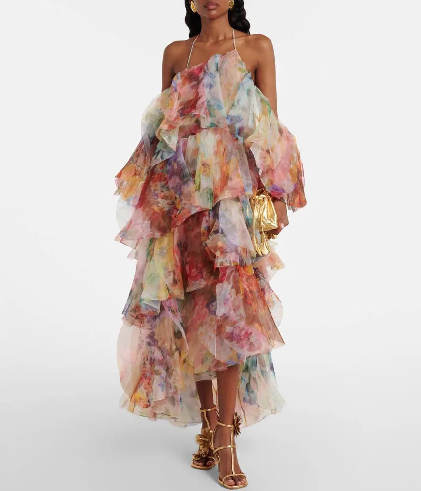 Luna Floral Ruffled Midi Dress