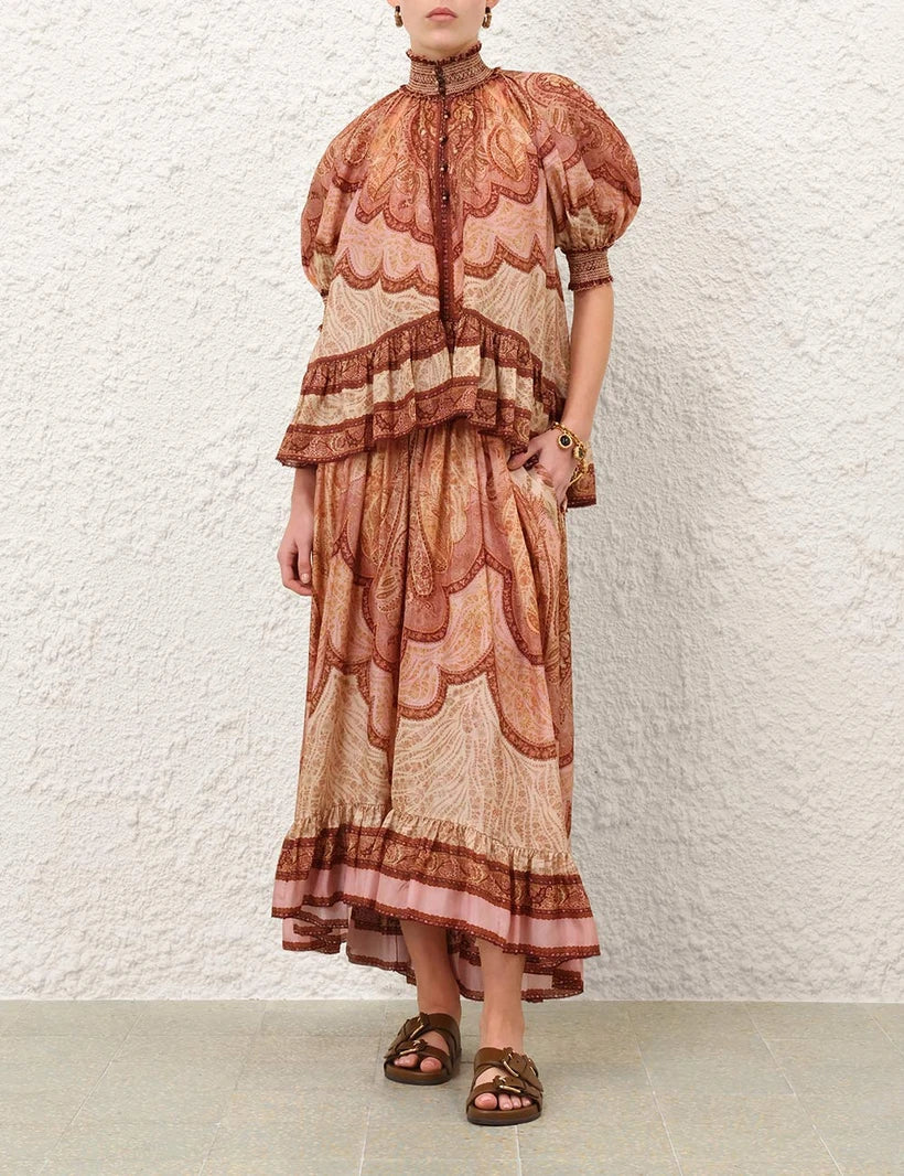 Wanderlust Frill Blouse & Maxi Skirt Set