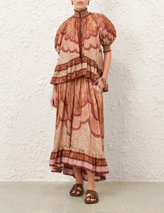 Wanderlust Frill Blouse & Maxi Skirt Set