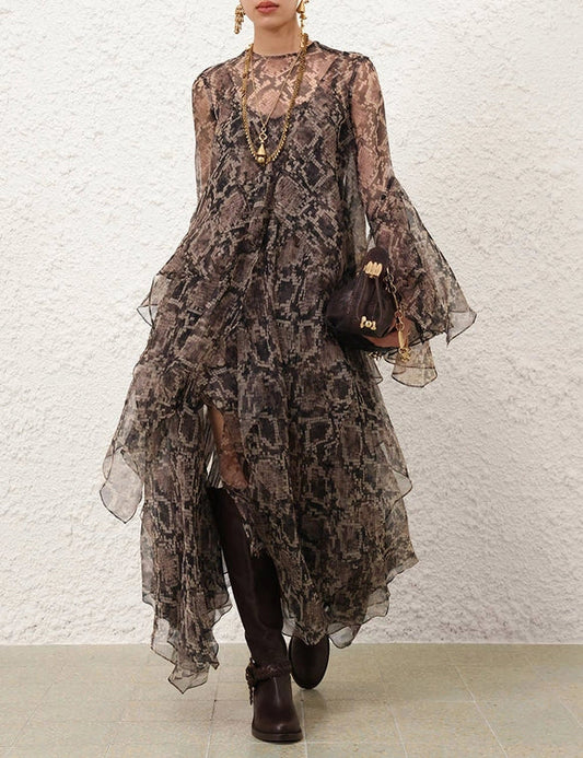 Hypnotic Cascading Maxi Dress