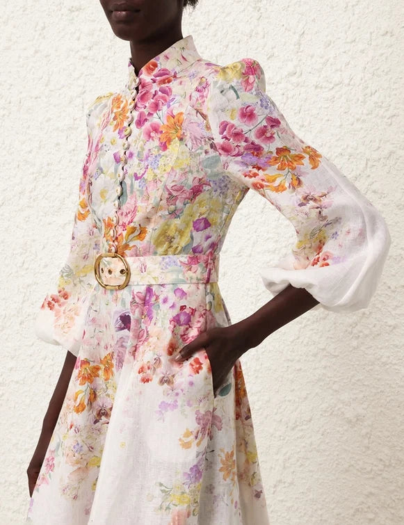 Natura Buttoned Midi Dress