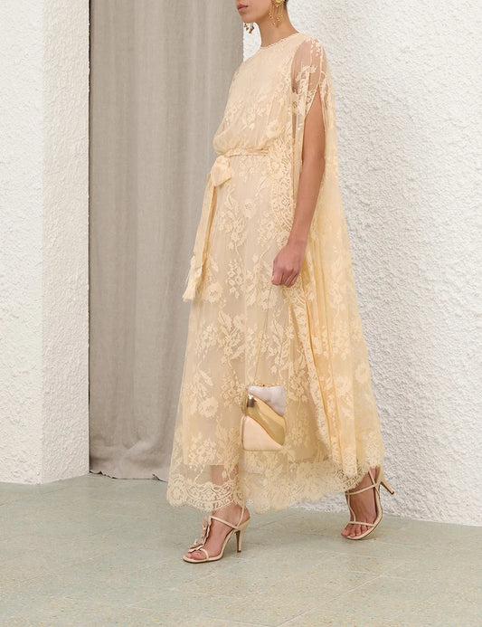 Valiant Lace Caped Maxi Dress