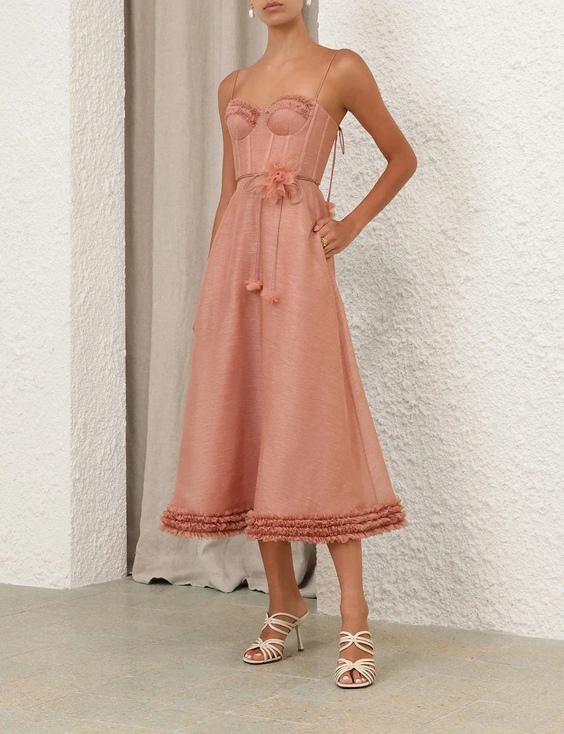 Luna Ruffle Midi Dress
