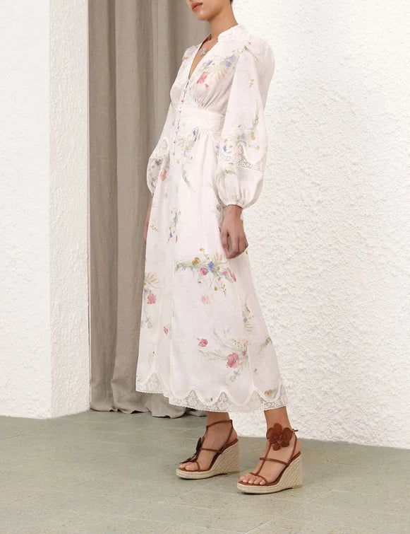 Lucky Lace Plunge Midi Dress