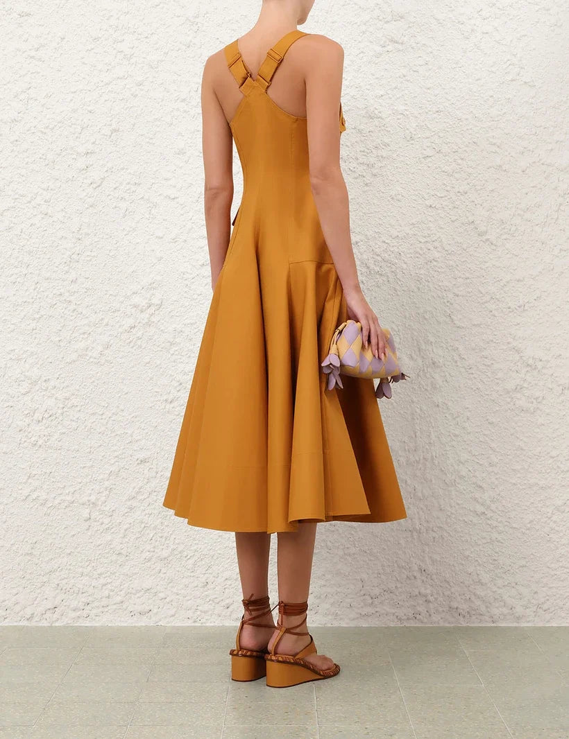Luna Drill Utility Midi Dress