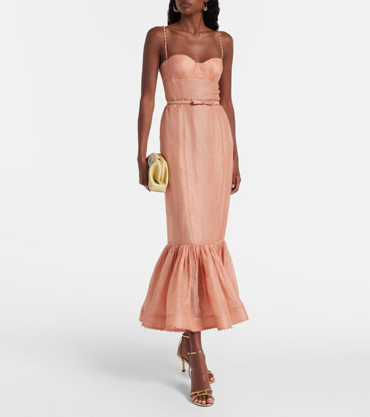 Hypnotic Embellished Linen & Silk Gown