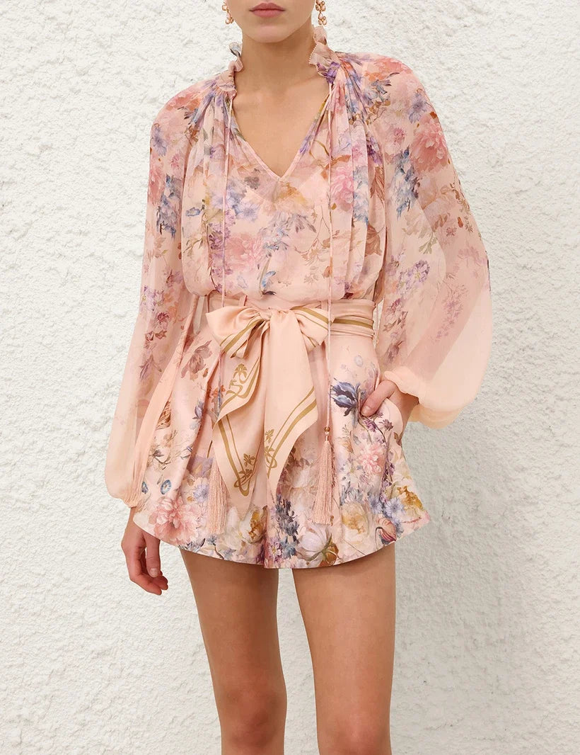 Valiant Billow Blouse & Tuck Short Set