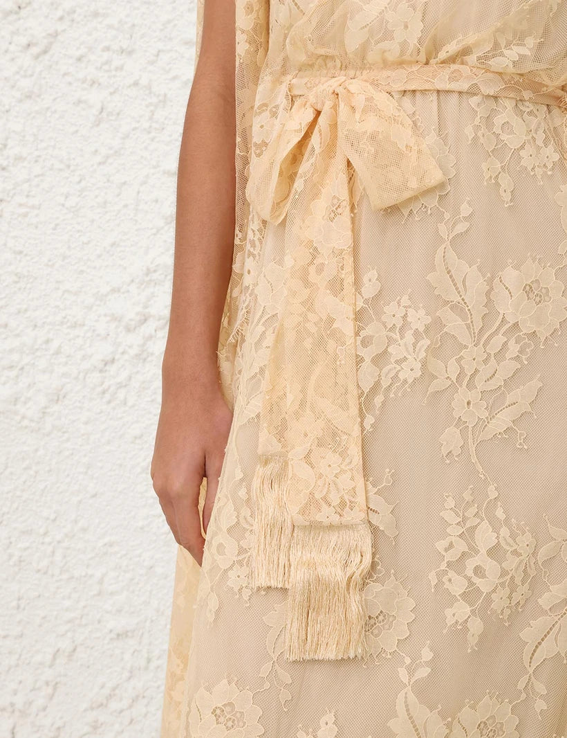 Valiant Lace Caped Maxi Dress