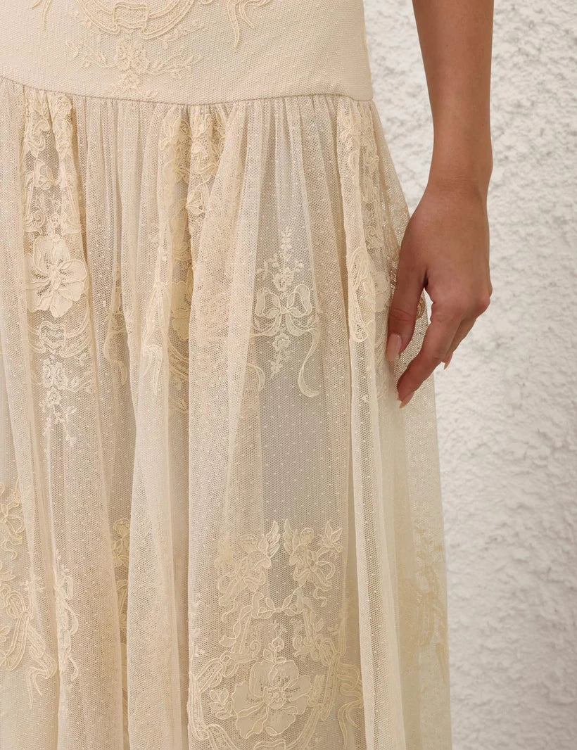 Luna Lace Flutter Blouse & Maxi Skirt Set