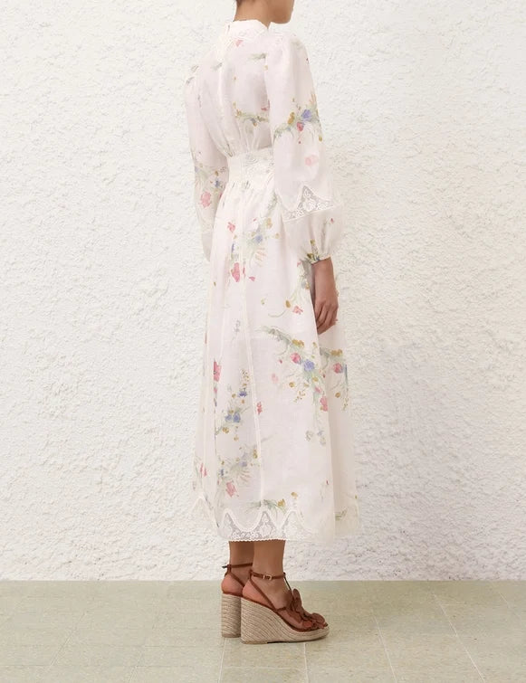 Lucky Lace Plunge Midi Dress