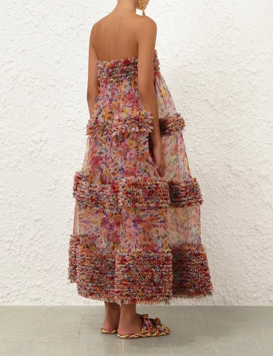 Luna Ruffle Bandeau Gown