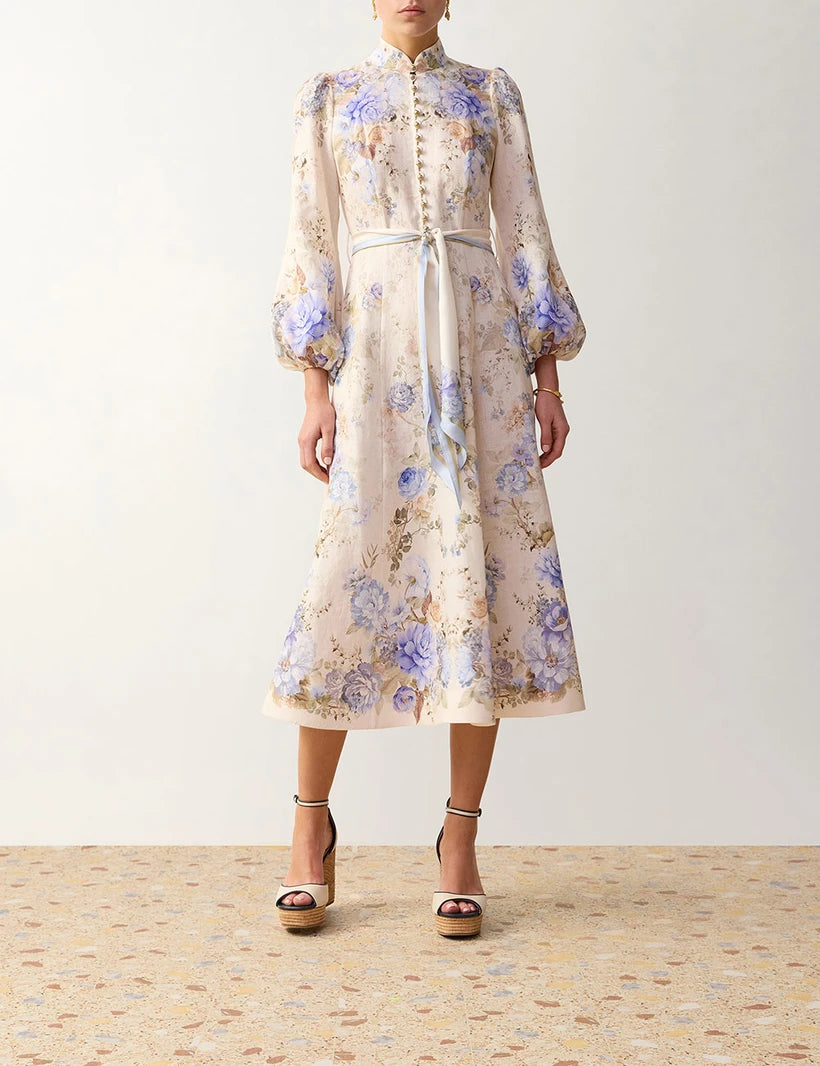 Clash Button Midi Dress