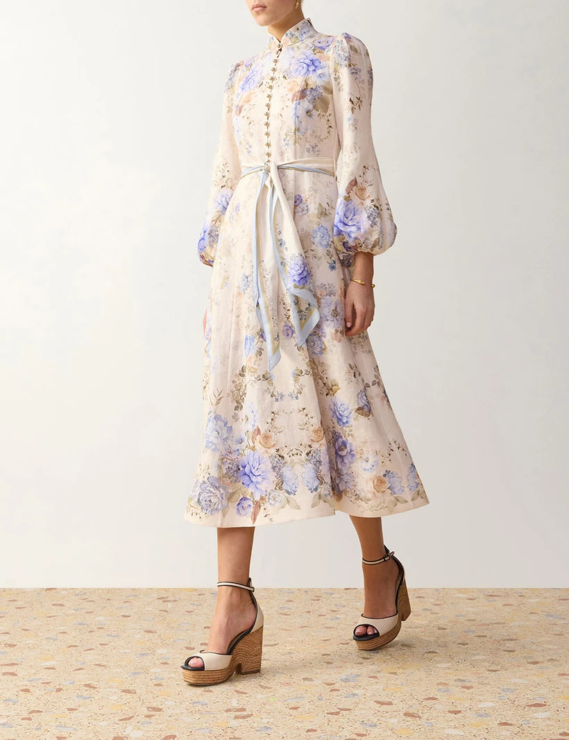 Clash Button Midi Dress