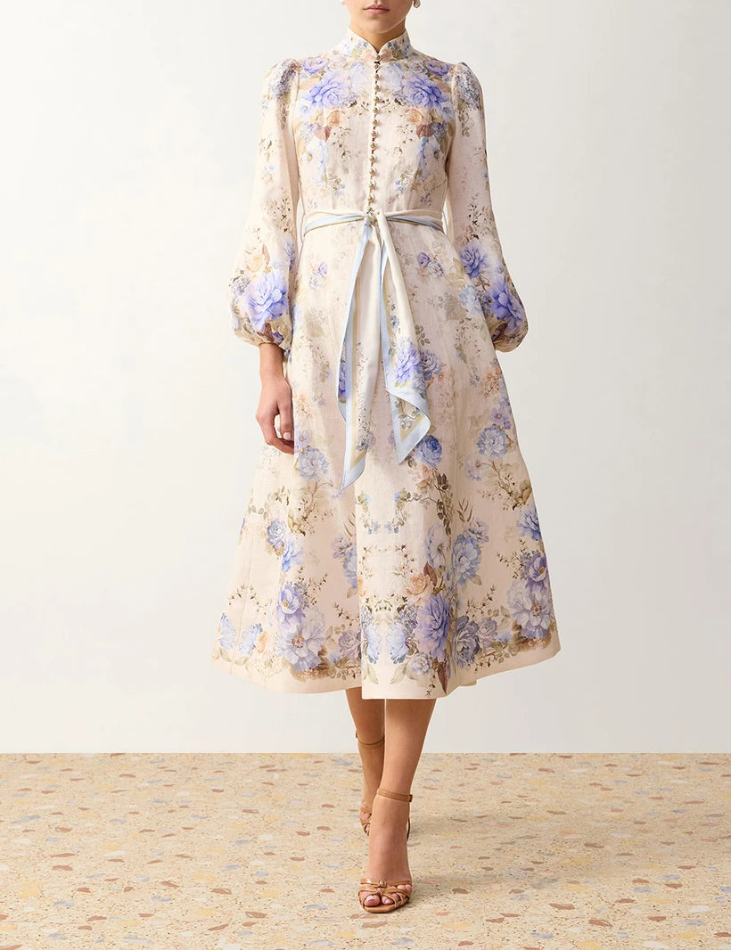 Clash Button Midi Dress